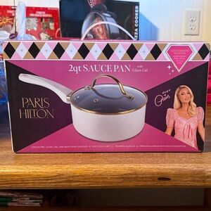 Paris Hilton White and Gold 2qt Saucepan